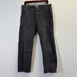 Madewell Mens Relaxed Straight Carpenter Pants 33x30 Double Knee Black Canvas